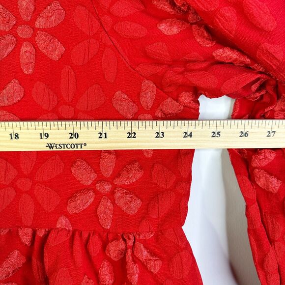 Shein Curve Dress Women 4X Plus Red Floral Texture Mini Babydoll Coquette NWOT - Picture 6 of 10